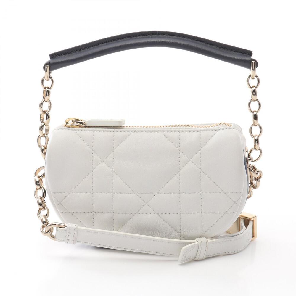 Christian Dior Vibe Leather Shoulder Bag Navy Blue White